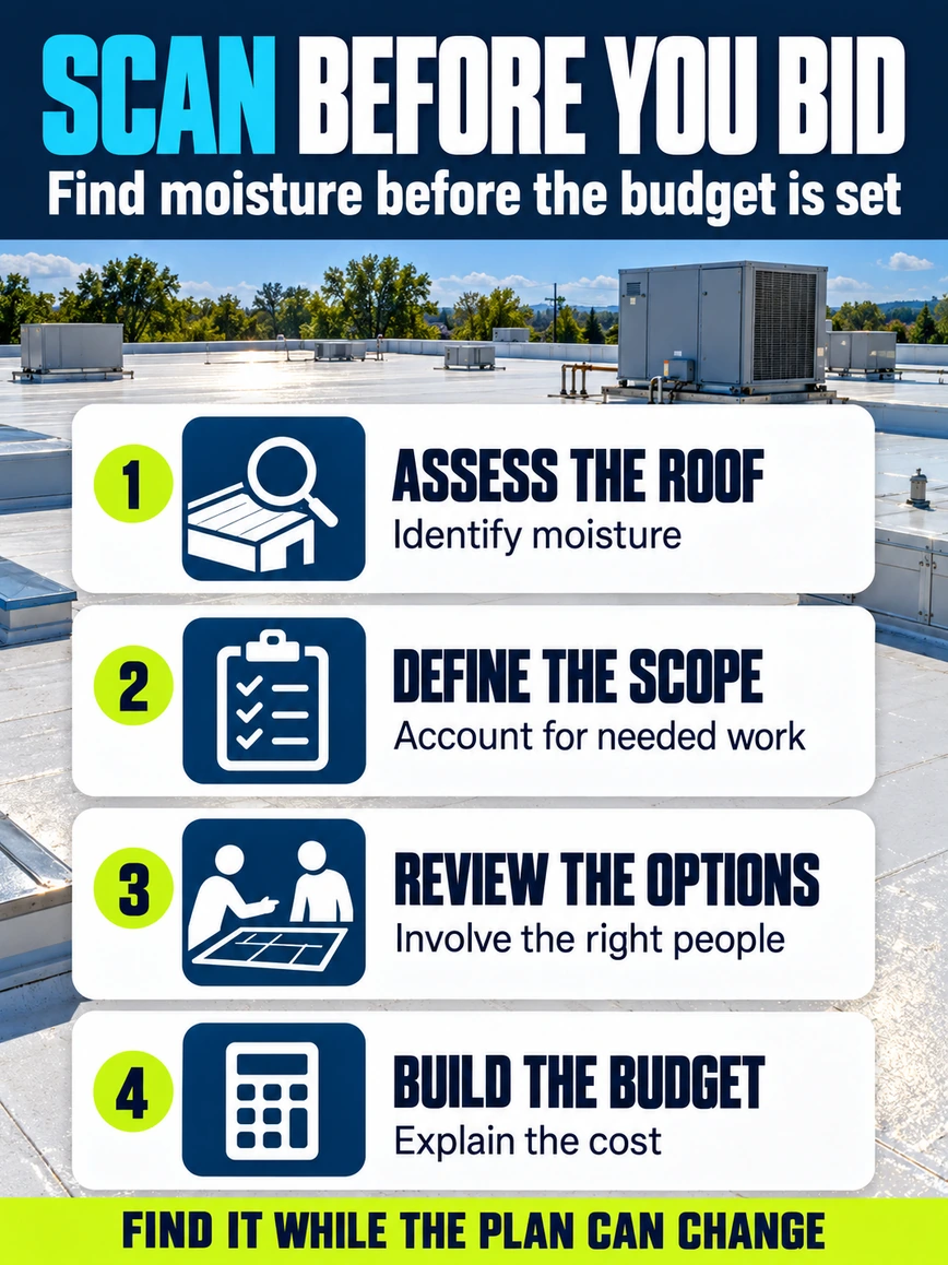 Assess the roof, define the scope, review the options, and build the budget before bidding.